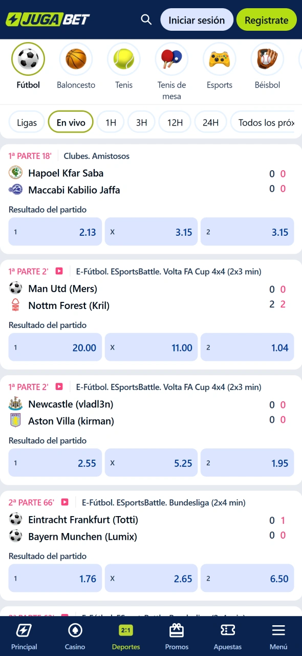 Realizá apuestas deportivas usando la aplicación Jugabet desde tu celular.
