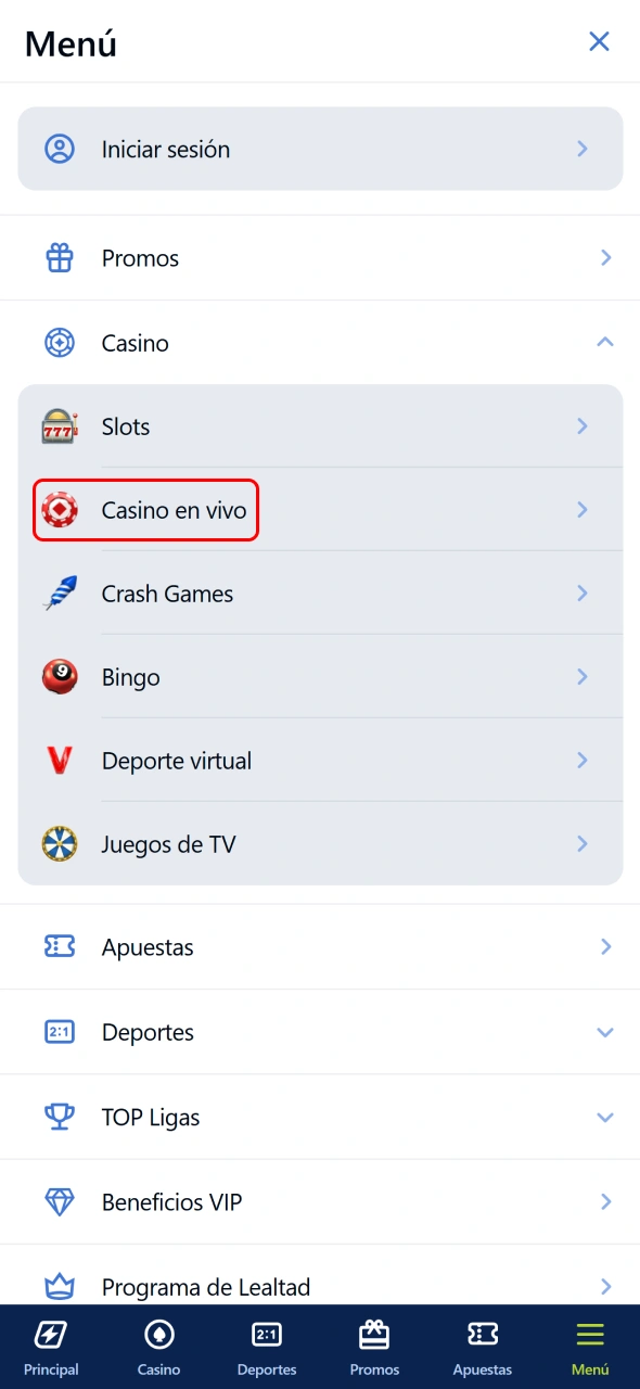 Hacé clic en Jugar al Casino en Vivo para acceder a Jugabet.