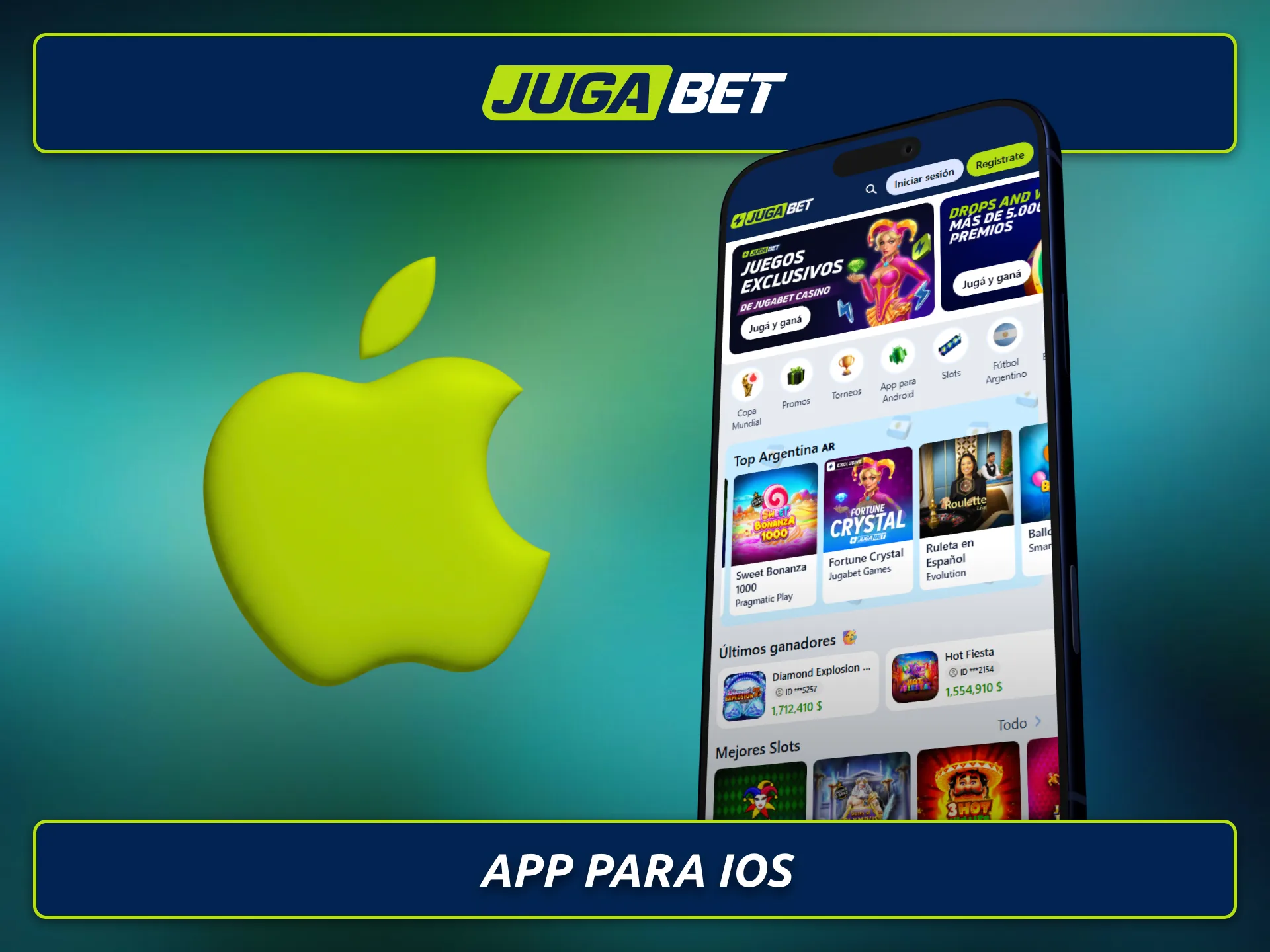Descargá la app de Jugabet para iOS y accedé fácilmente a tu cuenta.