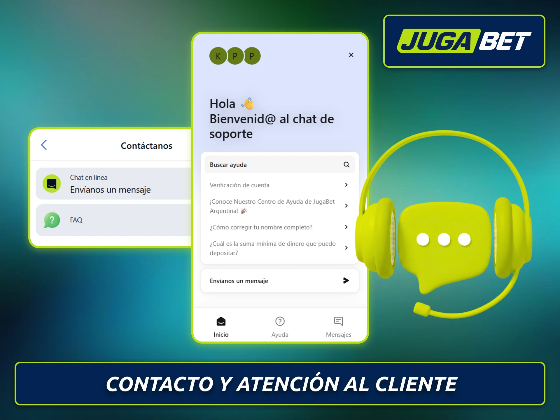 Contactá al equipo de atención al cliente de Jugabet cuando lo necesites.