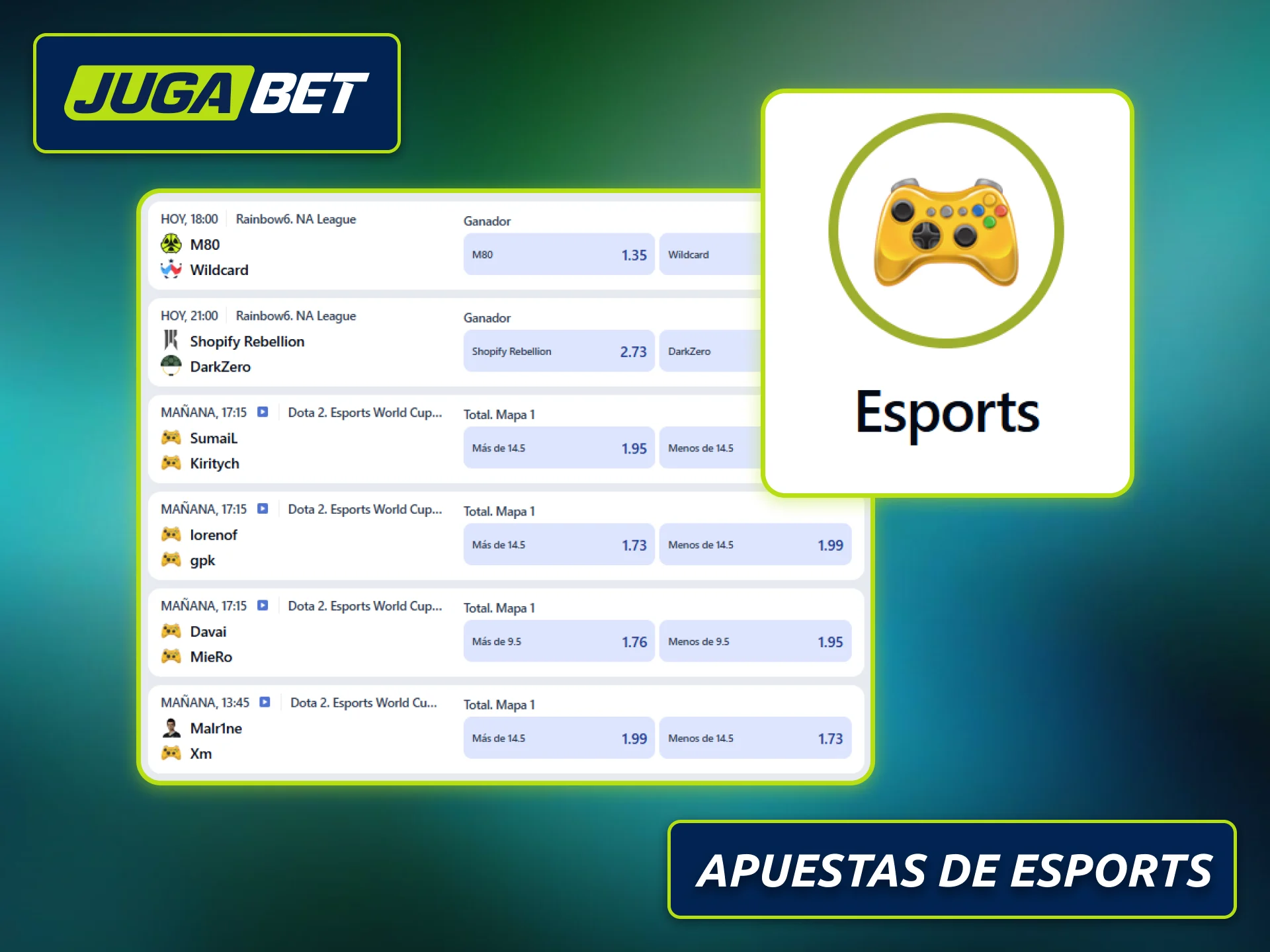 Explorá las apuestas de esports disponibles en Jugabet Argentina.