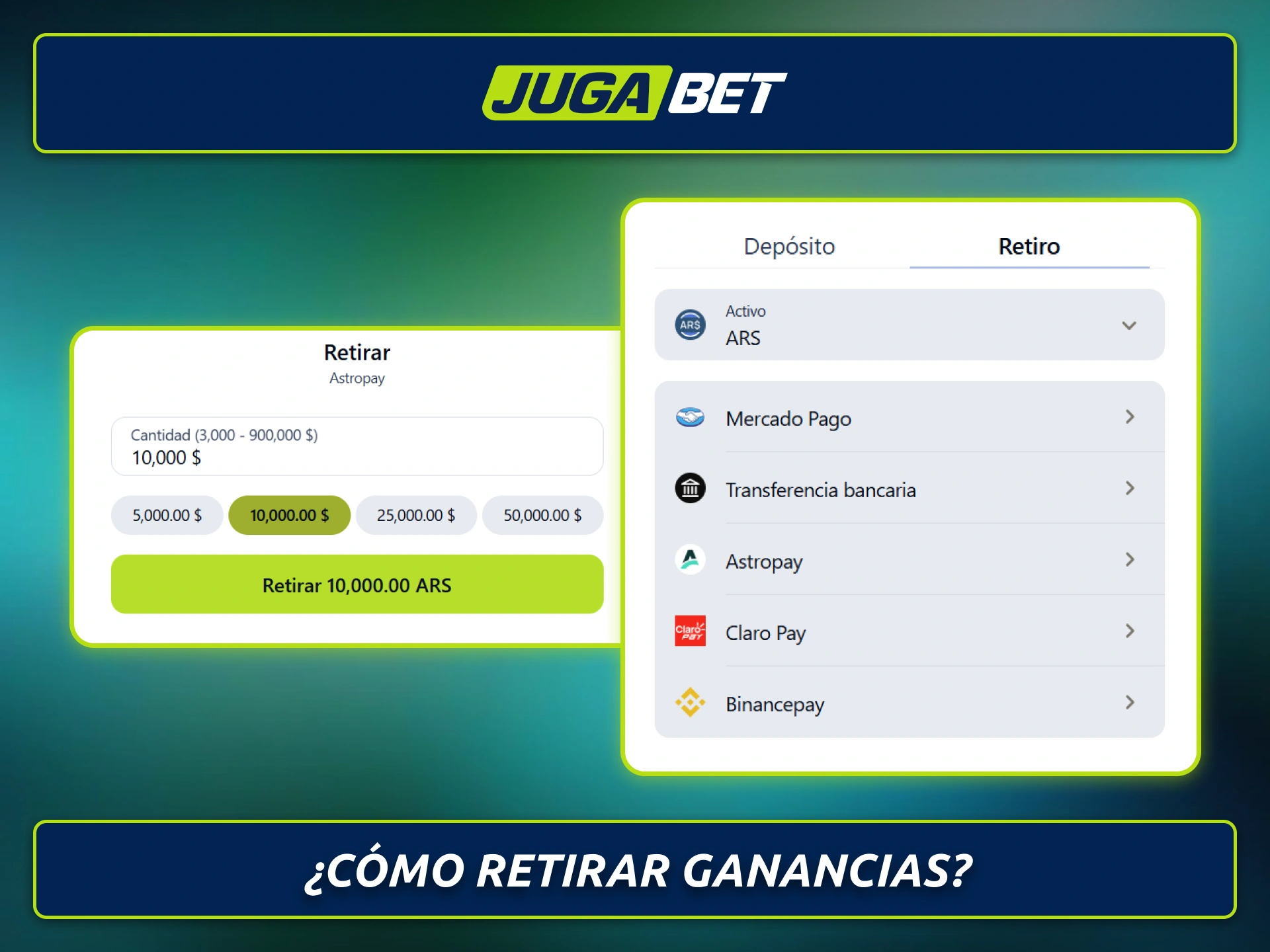 Retirá tus ganancias desde Jugabet de forma rápida y segura.