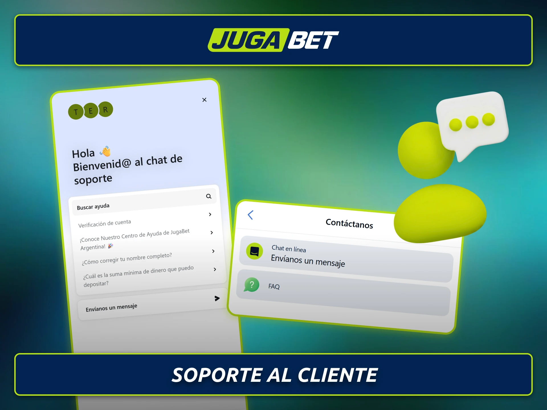 Contactá al soporte de Jugabet para resolver consultas sobre pagos.