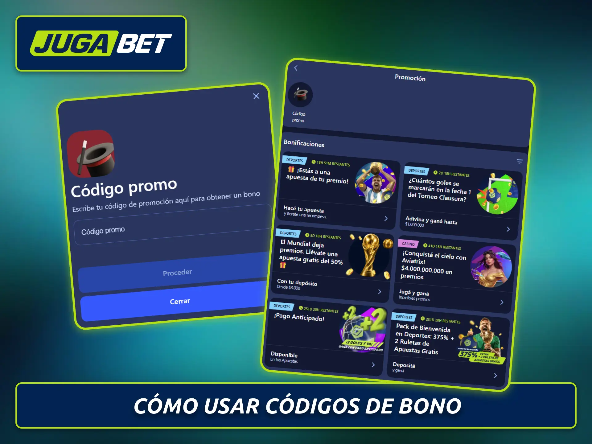 Aprendé a utilizar códigos de bono correctamente en Jugabet.