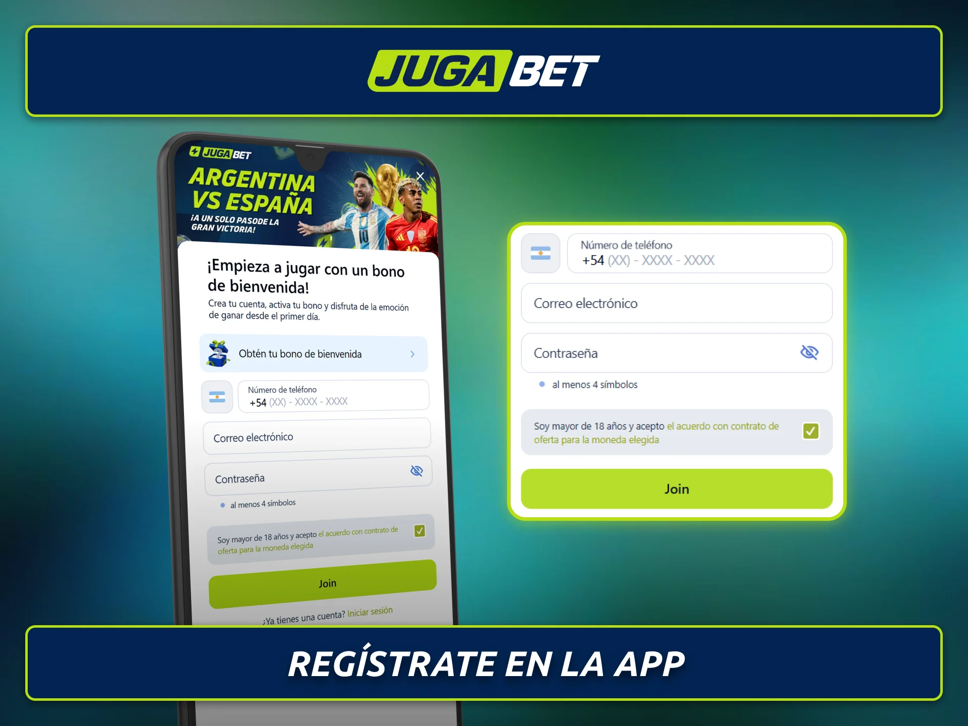Registrate en Jugabet desde la aplicación móvil con total comodidad.