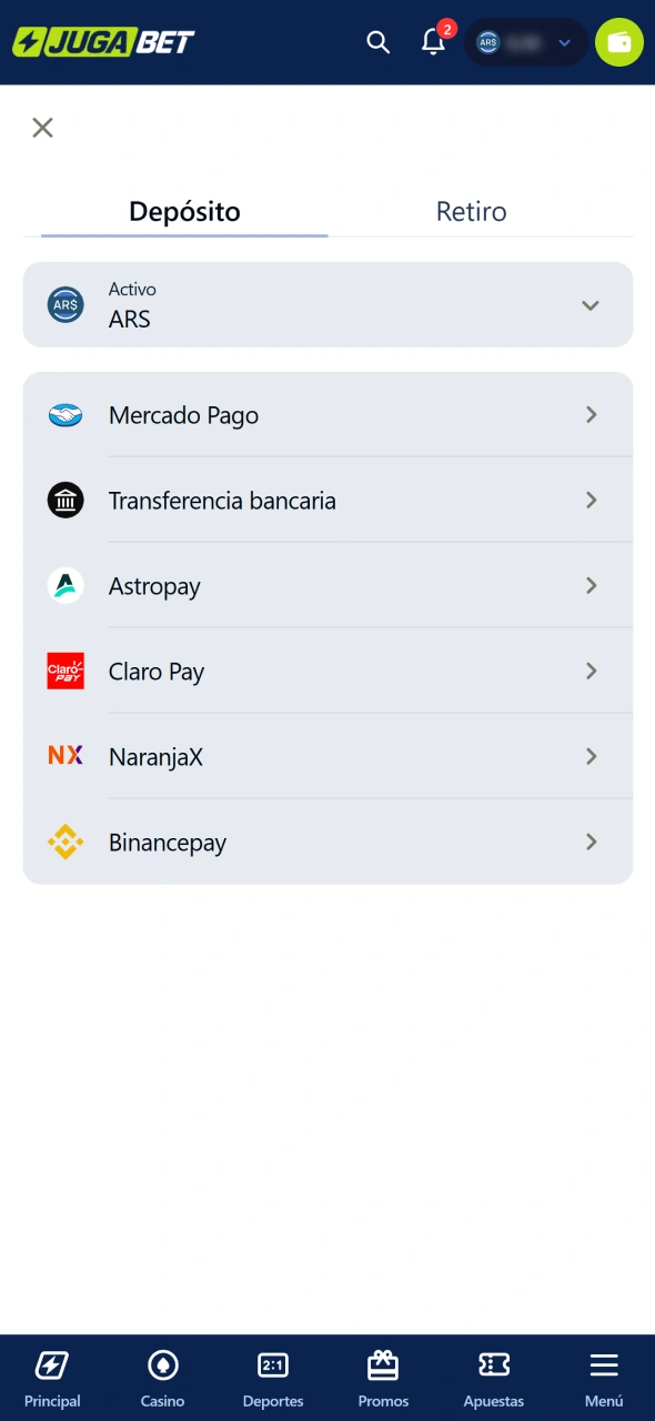 Realizá tu primer depósito en Jugabet para comenzar a jugar.
