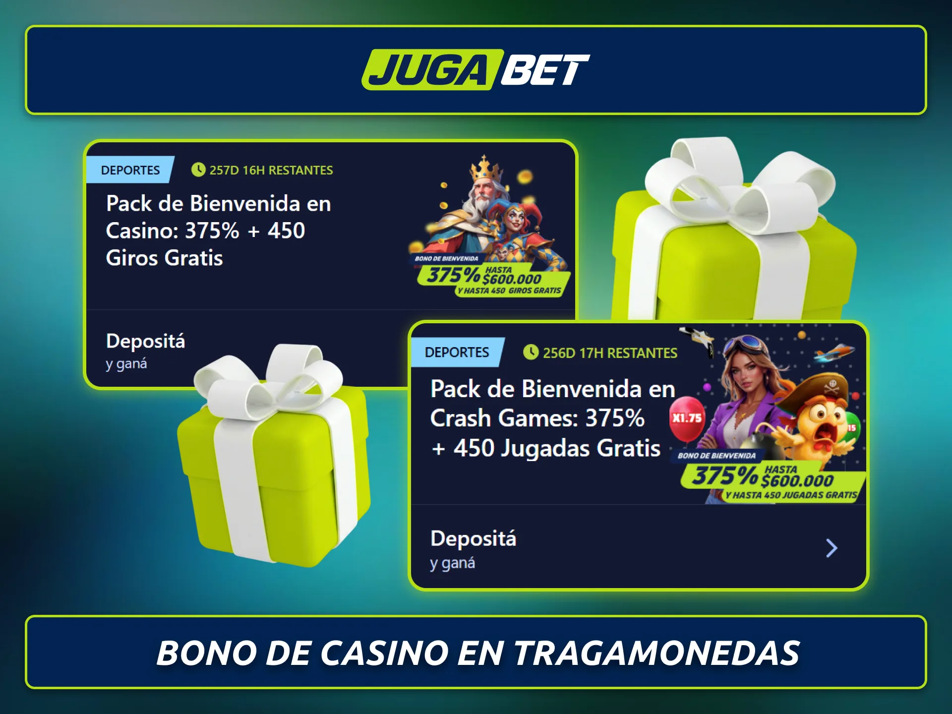 Explorá el bono de casino para tragamonedas disponible en Jugabet.